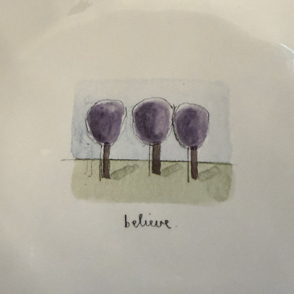 Vintage Pottery Barn Rae Dunn Tea Garden Believe Inspire Plate Set Lot of 2 - Picture 3 of 8